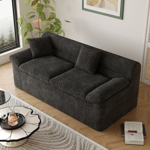 English Elm 71 Inch Chenille Modular Sectional Sofa Deep Lounge Seating for Apartment Living Room Antique Black W5571P529304