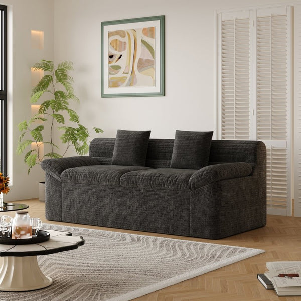 English Elm 71 Inch Chenille Modular Sectional Sofa Deep Lounge Seating for Apartment Living Room Antique Black W5571P529304