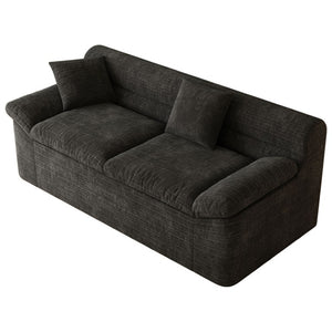 English Elm 71 Inch Chenille Modular Sectional Sofa Deep Lounge Seating for Apartment Living Room Antique Black W5571P529304