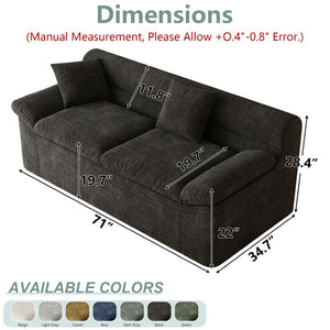 English Elm 71 Inch Chenille Modular Sectional Sofa Deep Lounge Seating for Apartment Living Room Antique Black W5571P529304