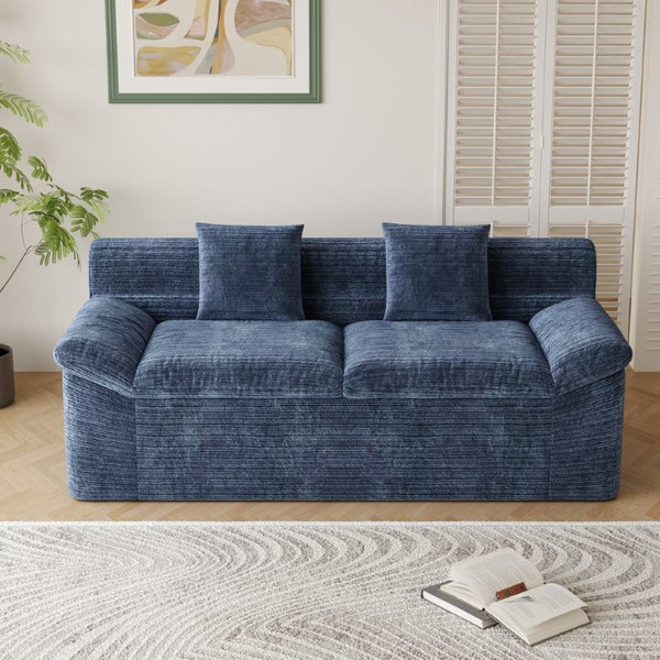 English Elm 71 Inch Chenille Modular Sectional Sofa Deep Lounge Seating for Apartment Living Room Aged Blue W5571P529305