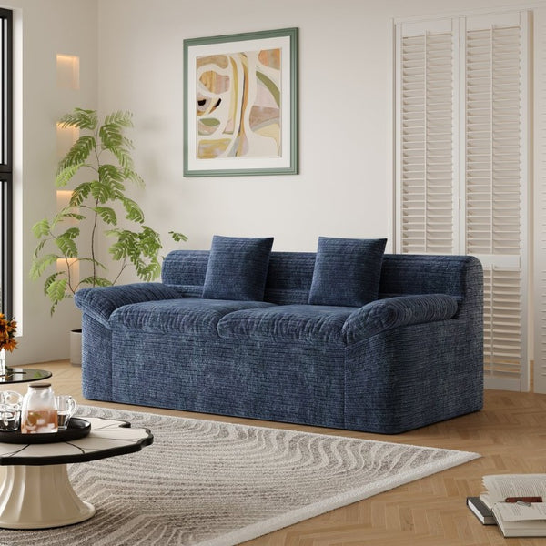 English Elm 71 Inch Chenille Modular Sectional Sofa Deep Lounge Seating for Apartment Living Room Aged Blue W5571P529305