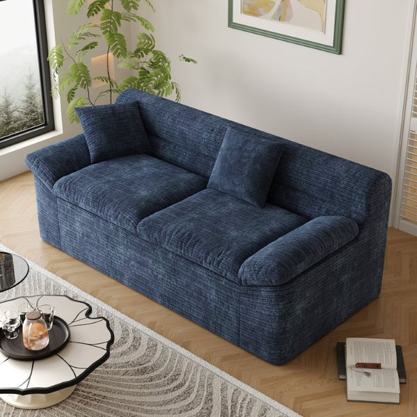 English Elm 71 Inch Chenille Modular Sectional Sofa Deep Lounge Seating for Apartment Living Room Aged Blue W5571P529305
