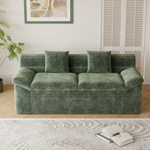 English Elm 71 Inch Chenille Modular Sectional Sofa Deep Lounge Seating for Apartment Living Room Antique Green W5571P529306