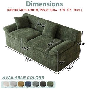 English Elm 71 Inch Chenille Modular Sectional Sofa Deep Lounge Seating for Apartment Living Room Antique Green W5571P529306