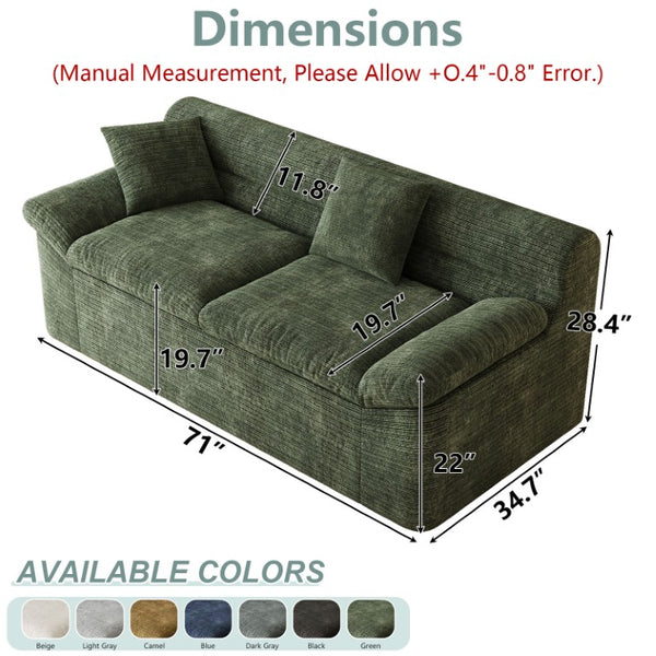 English Elm 71 Inch Chenille Modular Sectional Sofa Deep Lounge Seating for Apartment Living Room Antique Green W5571P529306