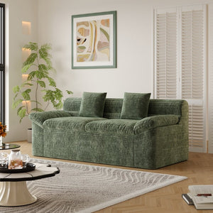 English Elm 71 Inch Chenille Modular Sectional Sofa Deep Lounge Seating for Apartment Living Room Antique Green W5571P529306