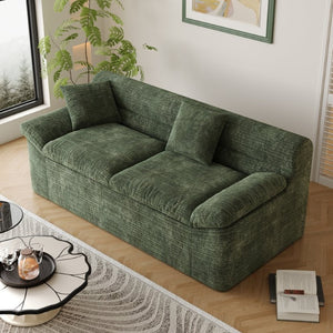English Elm 71 Inch Chenille Modular Sectional Sofa Deep Lounge Seating for Apartment Living Room Antique Green W5571P529306