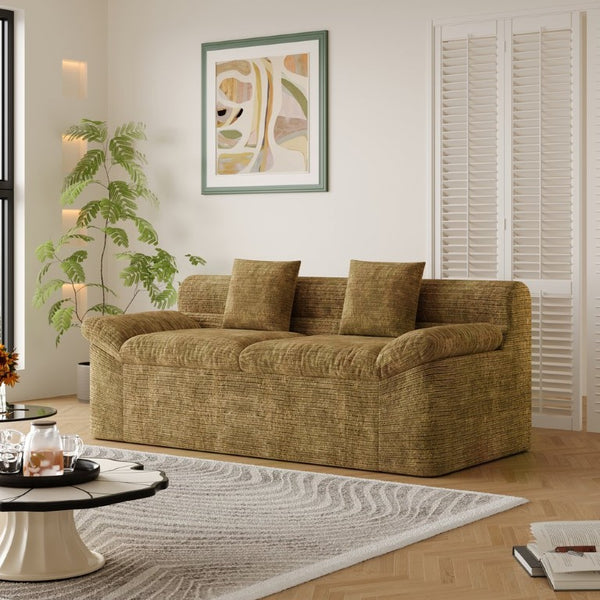English Elm 71 Inch Chenille Modular Sectional Sofa Deep Lounge Seating for Apartment Living Room Mustard Yellow W5571P529307