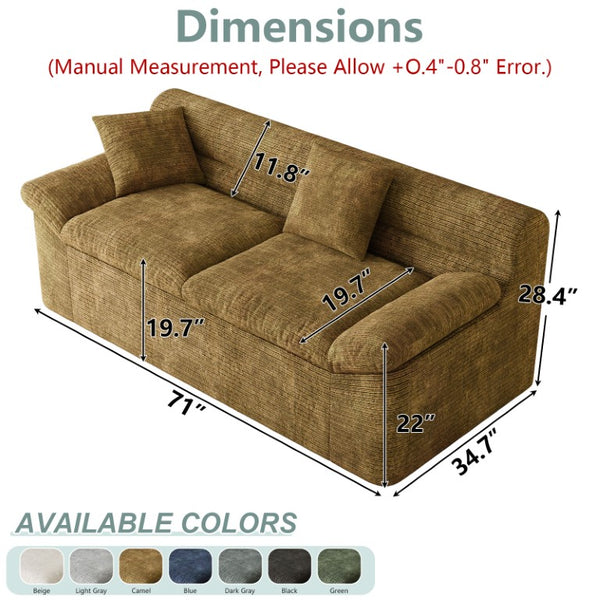 English Elm 71 Inch Chenille Modular Sectional Sofa Deep Lounge Seating for Apartment Living Room Mustard Yellow W5571P529307