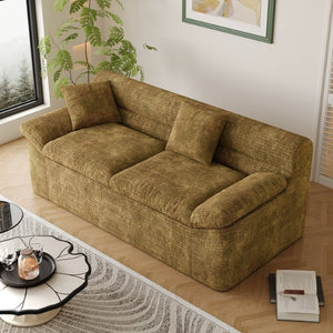 English Elm 71 Inch Chenille Modular Sectional Sofa Deep Lounge Seating for Apartment Living Room Mustard Yellow W5571P529307