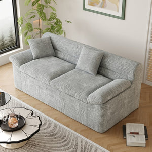 English Elm 71 Inch Chenille Modular Sectional Sofa Deep Lounge Seating for Apartment Living Room Light Grey W5571P529308