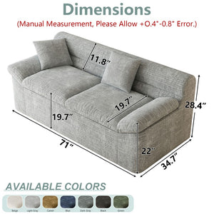 English Elm 71 Inch Chenille Modular Sectional Sofa Deep Lounge Seating for Apartment Living Room Light Grey W5571P529308