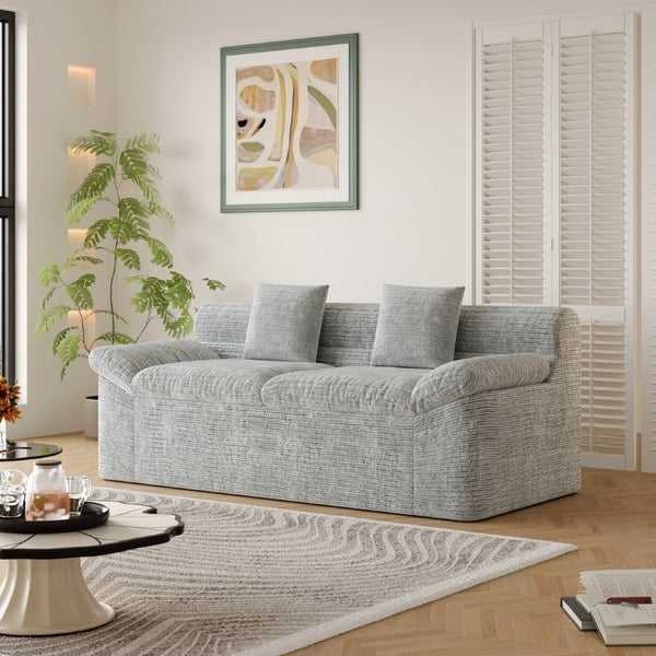 English Elm 71 Inch Chenille Modular Sectional Sofa Deep Lounge Seating for Apartment Living Room Light Grey W5571P529308