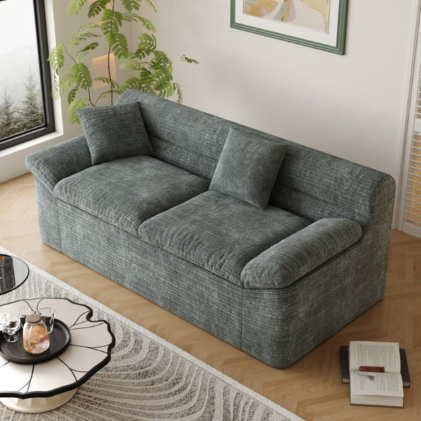 English Elm 71 Inch Chenille Modular Sectional Sofa Deep Lounge Seating for Apartment Living Room Dark Grey W5571P529309