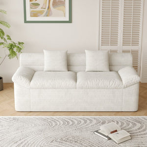 English Elm 71 Inch Chenille Modular Sectional Sofa Deep Lounge Seating for Apartment Living Room Cream White W5571P529310