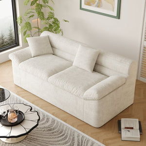 English Elm 71 Inch Chenille Modular Sectional Sofa Deep Lounge Seating for Apartment Living Room Cream White W5571P529310