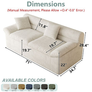 English Elm 71 Inch Chenille Modular Sectional Sofa Deep Lounge Seating for Apartment Living Room Cream White W5571P529310