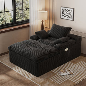 English Elm 71" Corduroy Cloud Loveseat Modular Two Seater with Deep Cushions and Built-in Pockets Antique Black W5571P530491