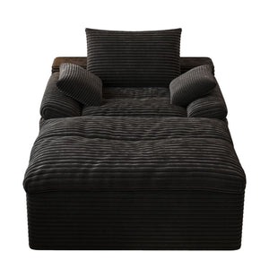 English Elm 71" Corduroy Cloud Loveseat Modular Two Seater with Deep Cushions and Built-in Pockets Antique Black W5571P530491