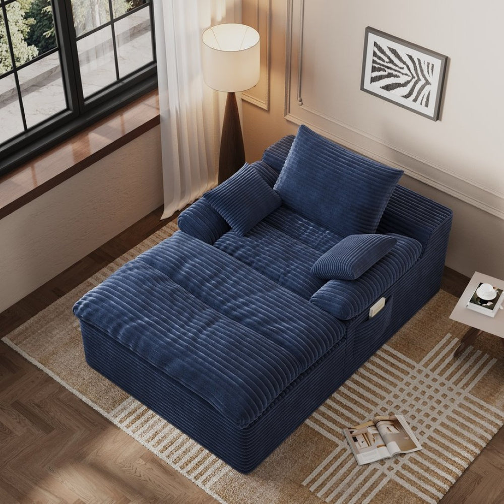 English Elm 71" Corduroy Cloud Loveseat Modular Two Seater with Deep Cushions and Built-in Pockets Aged Blue W5571P530492