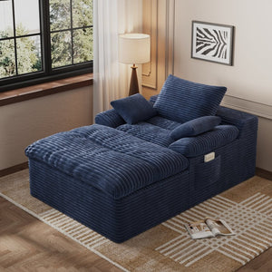English Elm 71" Corduroy Cloud Loveseat Modular Two Seater with Deep Cushions and Built-in Pockets Aged Blue W5571P530492