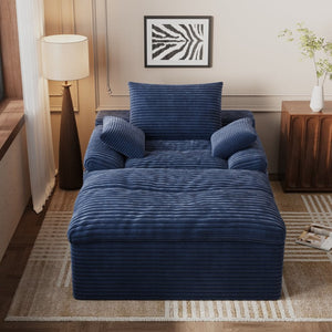 English Elm 71" Corduroy Cloud Loveseat Modular Two Seater with Deep Cushions and Built-in Pockets Aged Blue W5571P530492