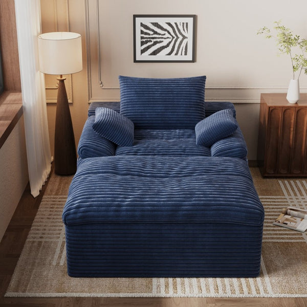 English Elm 71" Corduroy Cloud Loveseat Modular Two Seater with Deep Cushions and Built-in Pockets Aged Blue W5571P530492