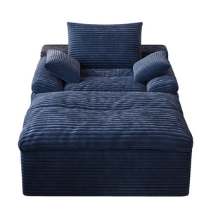 English Elm 71" Corduroy Cloud Loveseat Modular Two Seater with Deep Cushions and Built-in Pockets Aged Blue W5571P530492
