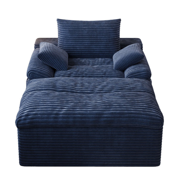 English Elm 71" Corduroy Cloud Loveseat Modular Two Seater with Deep Cushions and Built-in Pockets Aged Blue W5571P530492