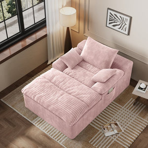 English Elm 71" Corduroy Cloud Loveseat Modular Two Seater with Deep Cushions and Built-in Pockets Baby Pink W5571P530493