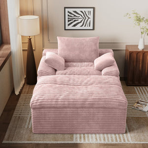 English Elm 71" Corduroy Cloud Loveseat Modular Two Seater with Deep Cushions and Built-in Pockets Baby Pink W5571P530493