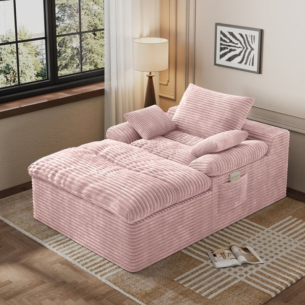 English Elm 71" Corduroy Cloud Loveseat Modular Two Seater with Deep Cushions and Built-in Pockets Baby Pink W5571P530493