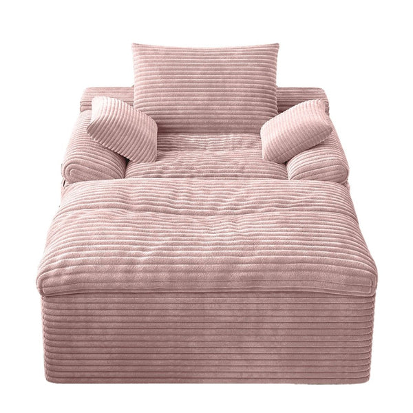 English Elm 71" Corduroy Cloud Loveseat Modular Two Seater with Deep Cushions and Built-in Pockets Baby Pink W5571P530493
