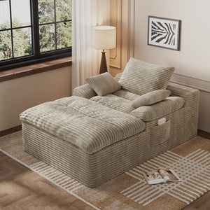 English Elm 71" Corduroy Cloud Loveseat Modular Two Seater with Deep Cushions and Built-in Pockets Camel W5571P530494