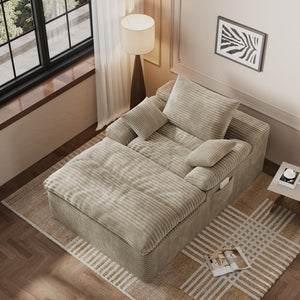 English Elm 71" Corduroy Cloud Loveseat Modular Two Seater with Deep Cushions and Built-in Pockets Camel W5571P530494
