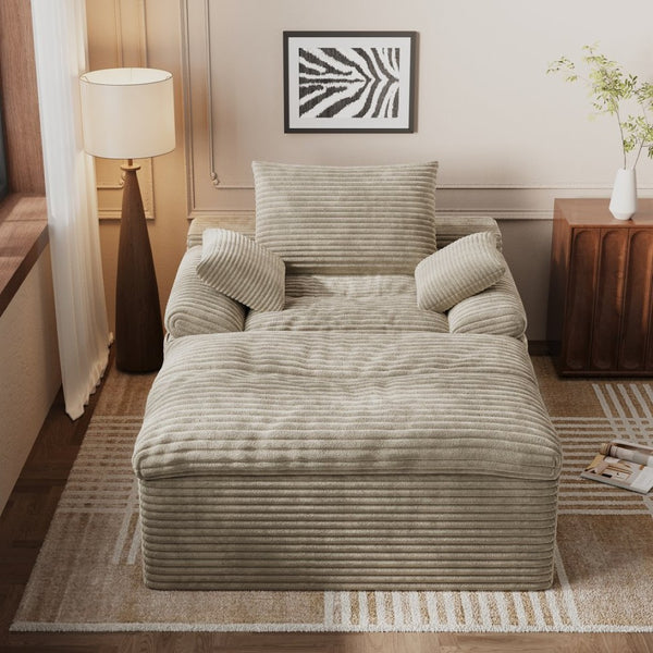 English Elm 71" Corduroy Cloud Loveseat Modular Two Seater with Deep Cushions and Built-in Pockets Camel W5571P530494