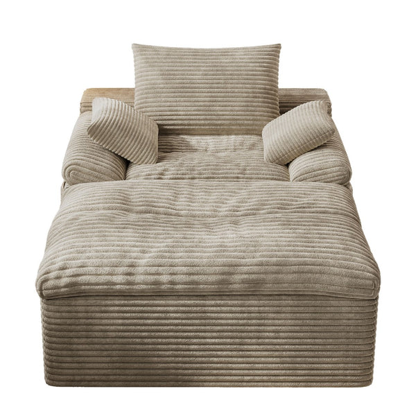 English Elm 71" Corduroy Cloud Loveseat Modular Two Seater with Deep Cushions and Built-in Pockets Camel W5571P530494