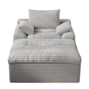 English Elm 71" Corduroy Cloud Loveseat Modular Two Seater with Deep Cushions and Built-in Pockets Light Grey W5571P530495