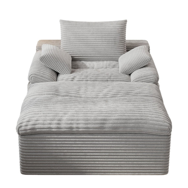 English Elm 71" Corduroy Cloud Loveseat Modular Two Seater with Deep Cushions and Built-in Pockets Light Grey W5571P530495