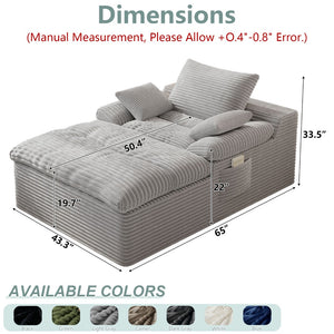 English Elm 71" Corduroy Cloud Loveseat Modular Two Seater with Deep Cushions and Built-in Pockets Light Grey W5571P530495