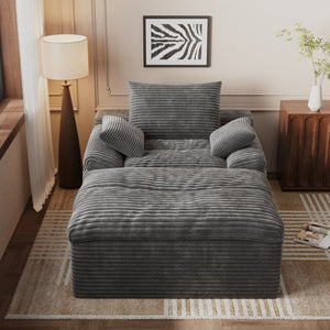 English Elm 71" Corduroy Cloud Loveseat Modular Two Seater with Deep Cushions and Built-in Pockets Dark Grey W5571P530496