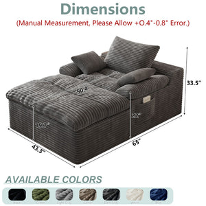 English Elm 71" Corduroy Cloud Loveseat Modular Two Seater with Deep Cushions and Built-in Pockets Dark Grey W5571P530496