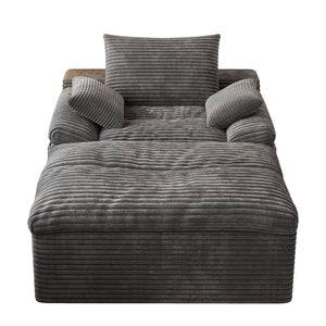 English Elm 71" Corduroy Cloud Loveseat Modular Two Seater with Deep Cushions and Built-in Pockets Dark Grey W5571P530496