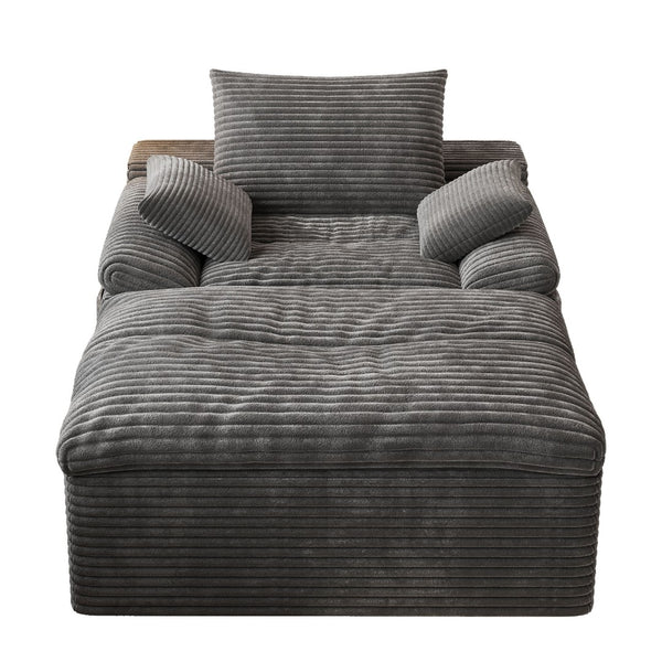 English Elm 71" Corduroy Cloud Loveseat Modular Two Seater with Deep Cushions and Built-in Pockets Dark Grey W5571P530496