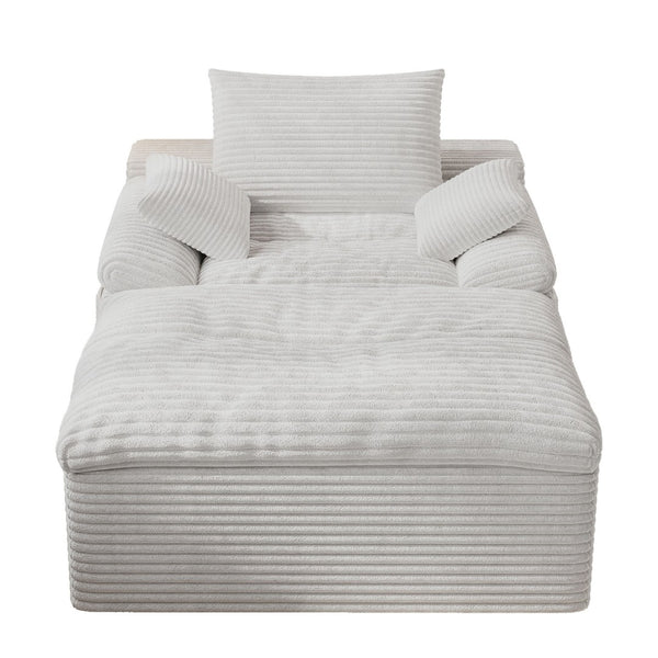 English Elm 71" Corduroy Cloud Loveseat Modular Two Seater with Deep Cushions and Built-in Pockets Cream White W5571P530497