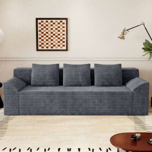 English Elm 71 Inch Corduroy Loveseat Sofa Button Tufted Deep Seat for Studio Apartment Living Dark Grey W5571P539459