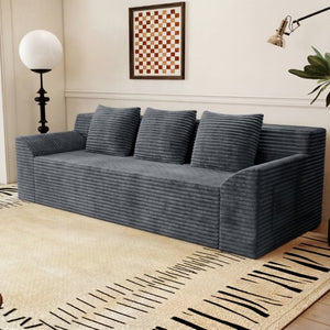 English Elm 71 Inch Corduroy Loveseat Sofa Button Tufted Deep Seat for Studio Apartment Living Dark Grey W5571P539459