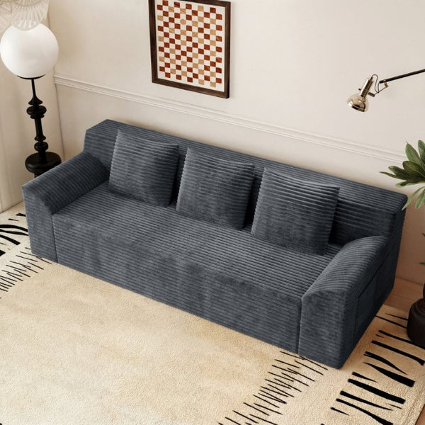 English Elm 71 Inch Corduroy Loveseat Sofa Button Tufted Deep Seat for Studio Apartment Living Dark Grey W5571P539459