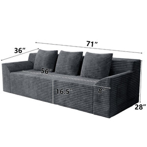 English Elm 71 Inch Corduroy Loveseat Sofa Button Tufted Deep Seat for Studio Apartment Living Dark Grey W5571P539459